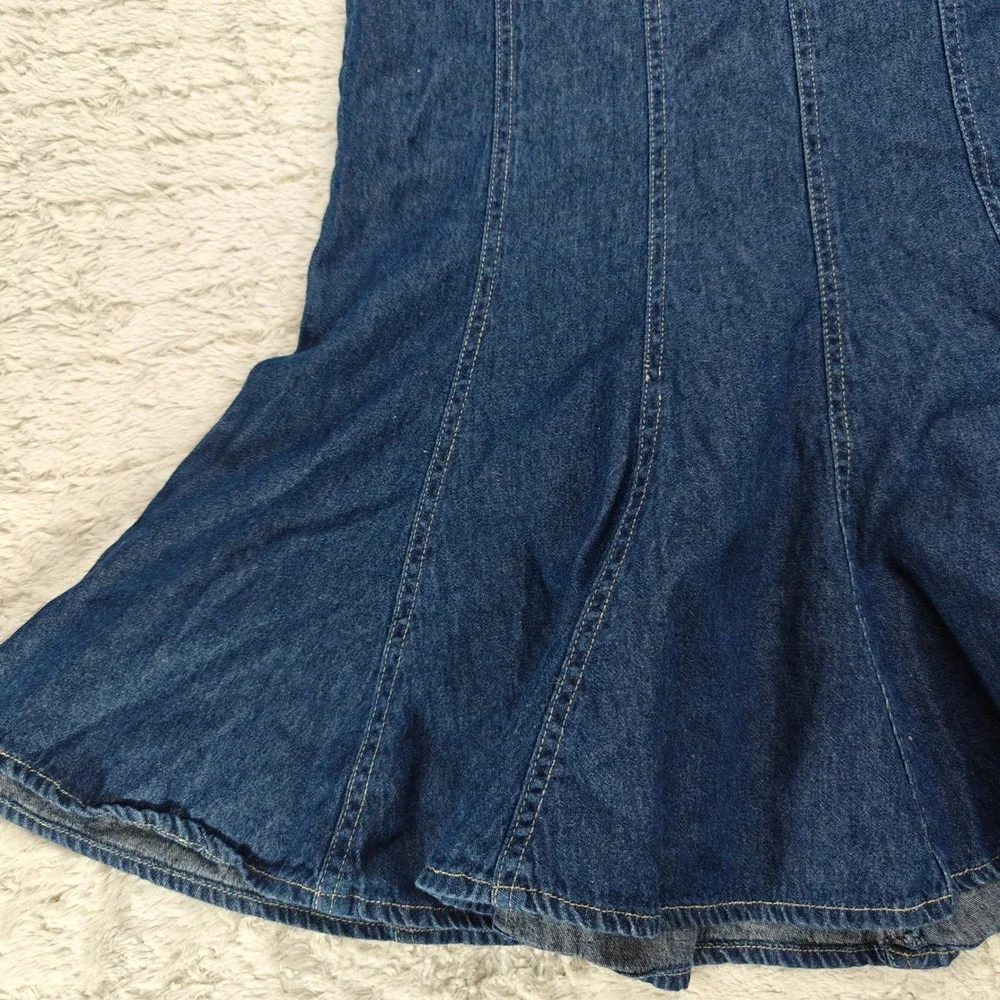 VTG Denim Mermaid Midi Skirt Womens M Studio West Cottagecore Praire Cowgirl - Picture 4 of 11